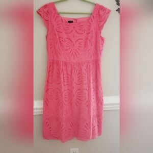 Talbots Pink Eyelet Midi Dress